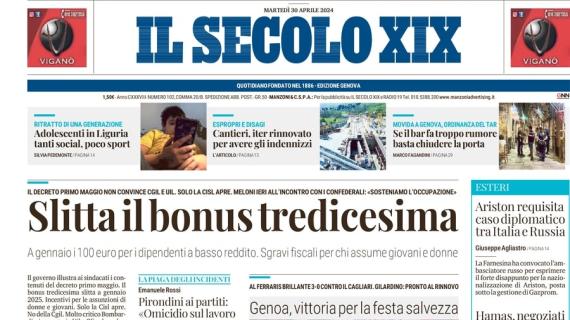 Il Secolo XIX applaude il tris del Genoa al Cagliari: "Vittoria per la festa salvezza"