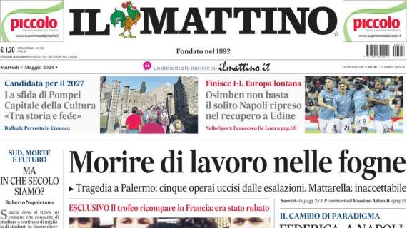 Il Mattino in prima pagina: "Napoli, Osimhen non basta: azzurri ripresi dall