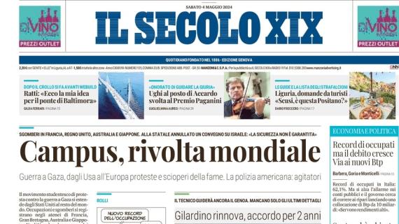 Il Secolo XIX in prima pagina: "Genoa, Gilardino rinnova: accordo per altri 2 anni"