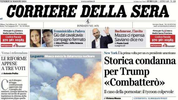 Italiane nelle coppe europee, il Corriere della Sera in apertura: "Cascata d