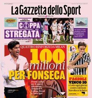 La Gazzetta dello Sport titola: "100 milioni per Fonseca: quattro rinforzi da Milan"