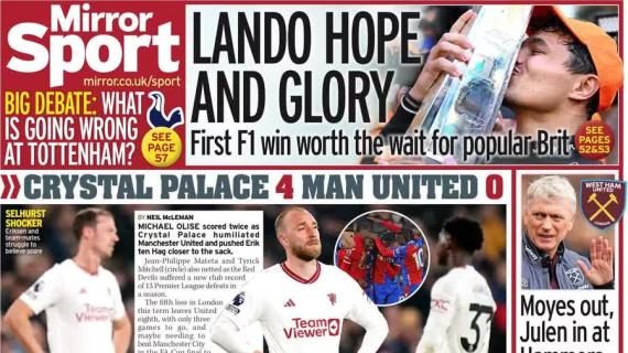 Le aperture inglesi - Impresa del Crystal Palace: poker contro il Manchester United