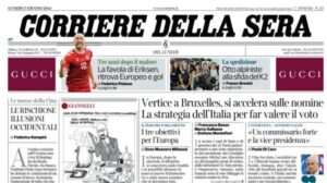 Il Corriere della Sera in apertura: “Favola Eriksen: ritrova Europeo e il Gol”