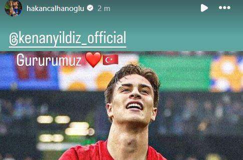 Calhanoglu posta una foto di Yildiz con la Turchia e lo esalta: "Il nostro orgoglio"