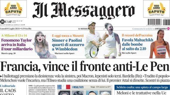 Il Messaggero in prima pagina: "Roma al lavoro, la A riparte. Per De Rossi c