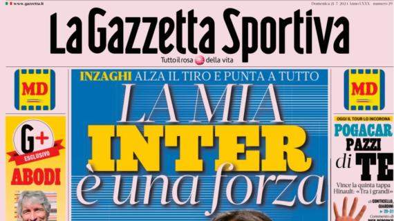 La prima pagina de La Gazzetta dello Sport: "Inter, Inzaghi alza il tiro e punta a tutto"