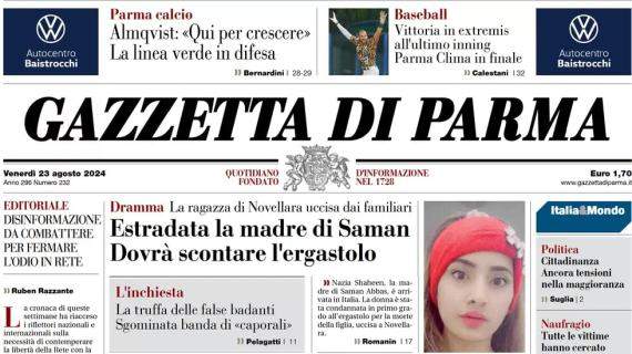 La Gazzetta di Parma in prima pagina: "Almqvist: