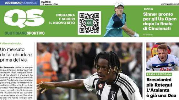 Il QS in prima pagina apre sulla vittoria della Juventus: "Un inchino alla Signora"