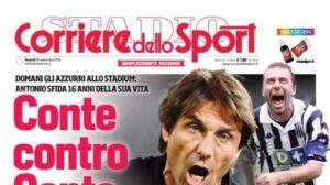 La prima pagina del Corriere dello Sport titola stamani: "Conte contro Conte"