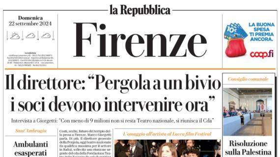 La Repubblica-Firenze in apertura: "Fiorentina, c