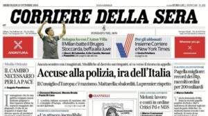 Il Corriere della Sera sulla Champions: “Il Milan batte il Bruges. Juve e Bologna beffate”