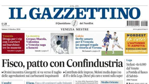 Il Gazzettino: "Derby amaro per il Venezia, un autogol regala la vittoria al Verona"