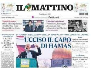 Il Mattino titola: "Dalla città al primato: si rafforza a cena il patto DeLa-Conte"