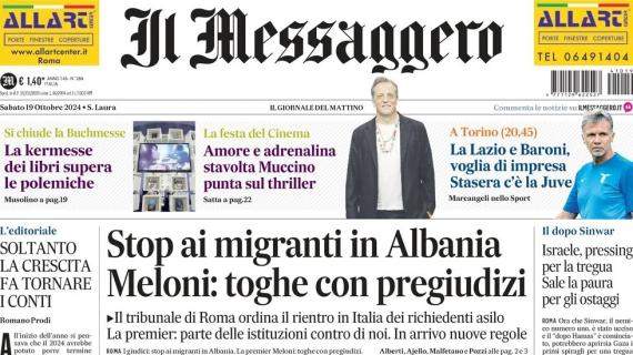 Il Messaggero in prima pagina: "Lazio e Baroni, voglia di impresa. Stasera c