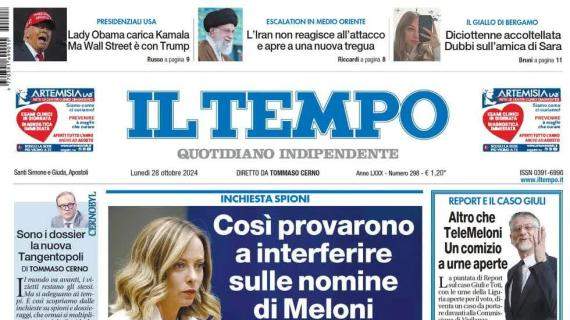 Il Tempo in prima pagina: "Roma affondata dalla Fiorentina: ore contate per Juric"