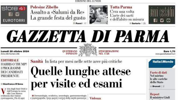 La Gazzetta di Parma in prima pagina: "Pareggio per i ducali: finisce 1-1 contro l