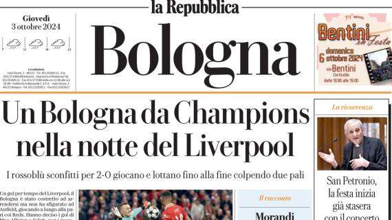 Repubblica (ed. Bologna): "Un Bologna da Champions nella notte del Liverpool"