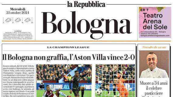 La Repubblica di Bologna in taglio alto: "Bologna non graffia, l