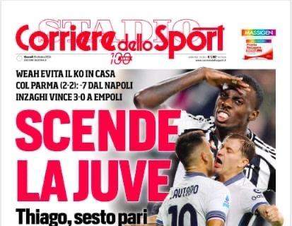 La prima pagina del Corriere dello Sport: "Scende la Juve: sesto pari. Inter a -4 da Conte"