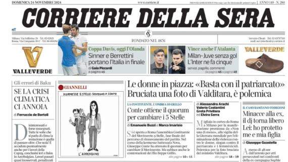 Corriere della Sera in taglio alto: "Milan-Juve senza gol. L