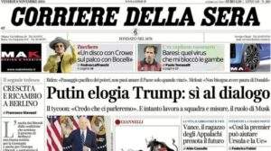 Il Corriere della Sera apre con Baresi: "Grande vittoria del Milan contro il Real Madrid"