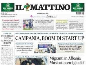 Il Mattino apre stamani: "Marotta infiamma la corsa scudetto: rigore ineccepibile"