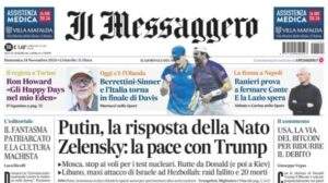 Il Messaggero in taglio alto: "Ranieri prova a fermare Conte. E la Lazio spera"