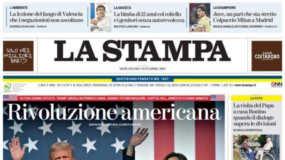 La Stampa in taglio alto apre con la Champions League: "Juve, un pari che sta stretto"