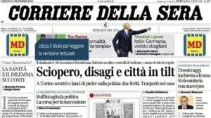 Corriere della Sera in prima pagina sulla Nazionale: "Italia-Germania, vietato sbagliare"