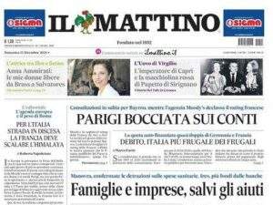 Il Mattino titola sul successo per 1-3 del Napoli in trasferta a Udine: "Bentornati"