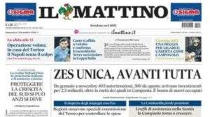 Il Mattino in taglio alto: "Operazione volata: in casa del Torino il Napoli tenta colpo"