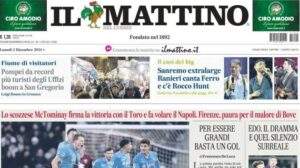 Il Napoli passa anche a Torino e resta in vetta. Il Mattino in apertura: "Prove di fuga"