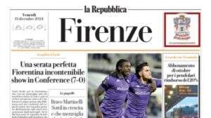 Repubblica (ed. Firenze): "Fiorentina incontenibile: show in Conference (7-0)"